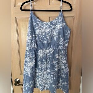 Old Navy Blue and White Palm Cotton Sleeveless Dress Size XL